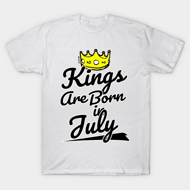 Kings are Born In July T-Shirt by sketchnkustom